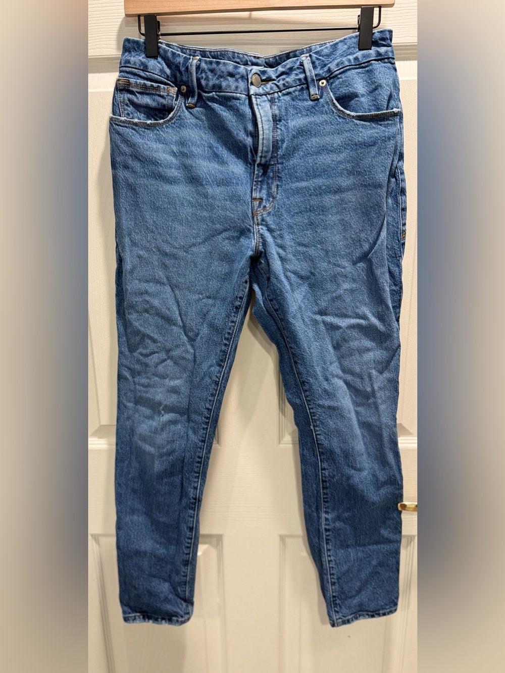 Good American Good Classic Straight High Rise Jeans Size 6/28 Medium Wash - Picture 3 of 9